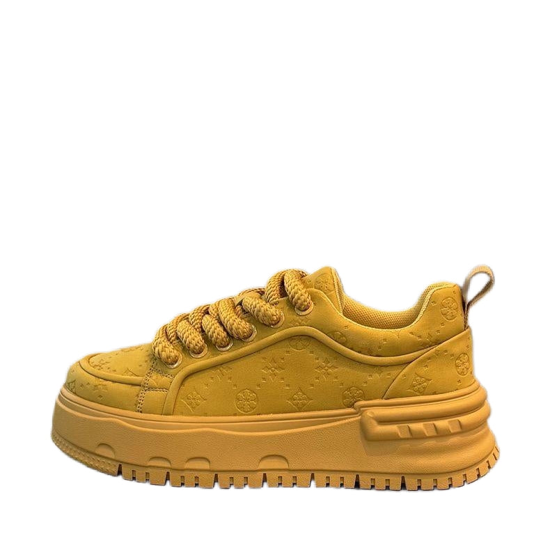 Adult Solid Color Platform Sneakers – Thick Sole Casual Shoes for Everyday Wear