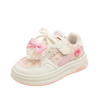 Toddler Girls Sneakers with Bow – Lightweight Breathable Kids Shoes with Velcro Closure