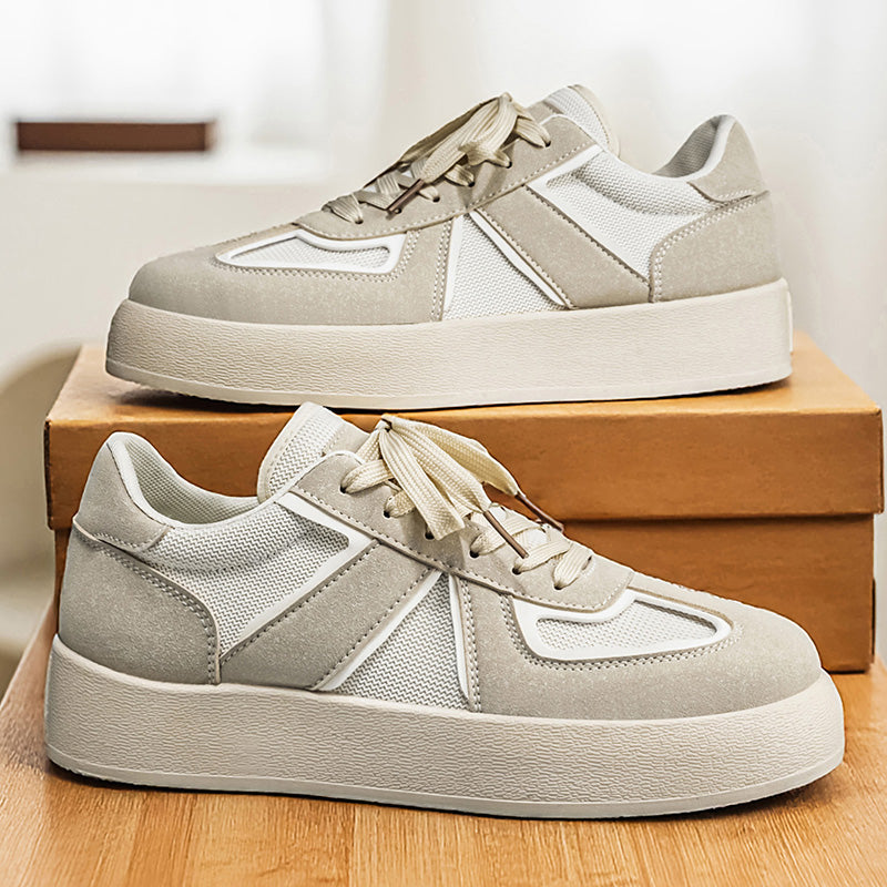 Retro Platform Low-Top Sneakers | Casual Suede & Mesh Everyday Shoes