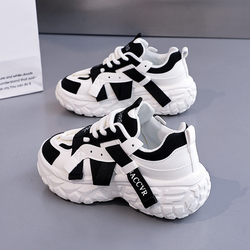 Chunky Platform Sneakers for Men & Women – Street Style Thick Sole Casual Shoes with Strap Design