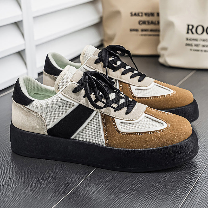 Retro Platform Low-Top Sneakers | Casual Suede & Mesh Everyday Shoes