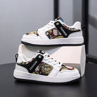 Teen Casual Low-Top Sneakers with Tapestry Panels – Youth Street Style Everyday Shoes