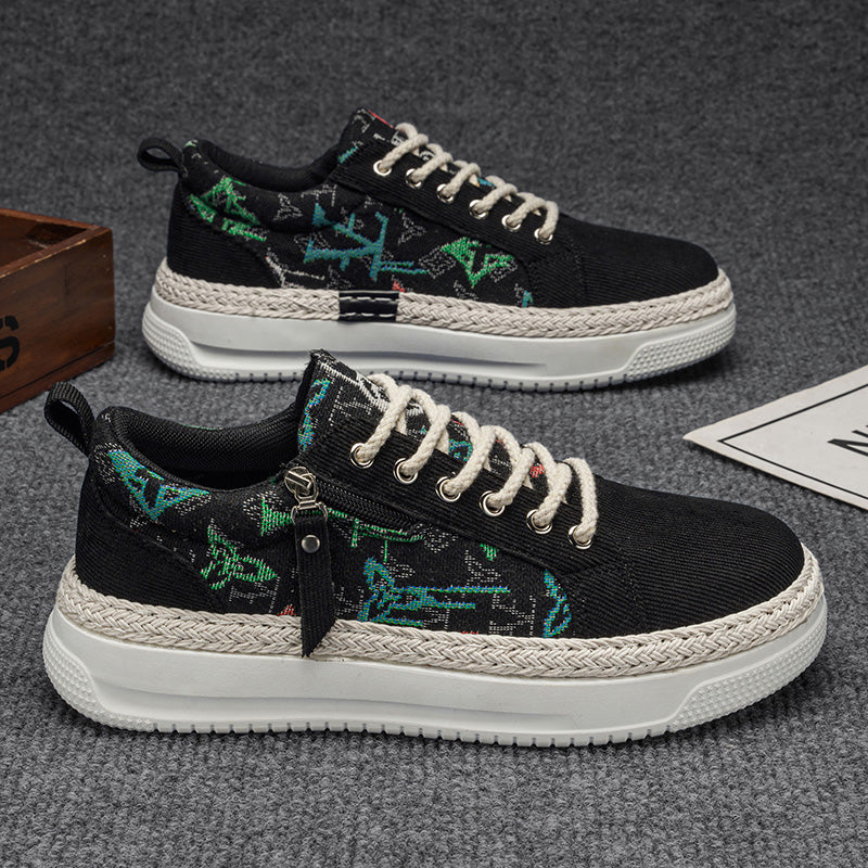 Men & Women Casual Ethnic Style Sneakers – Lightweight Lace-Up Comfort Shoes for Daily Wear