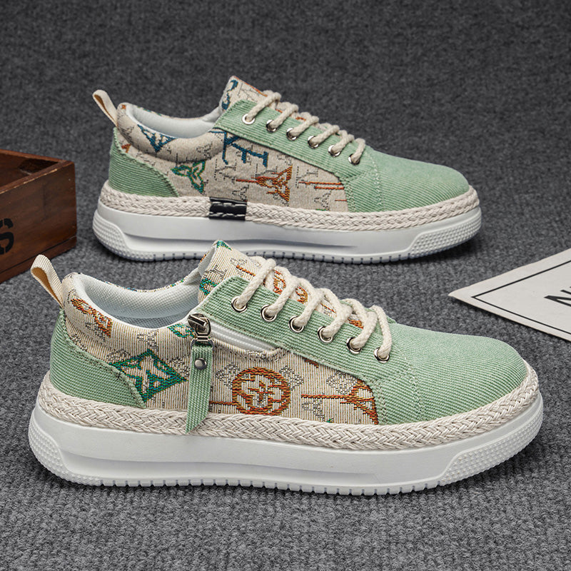 Men & Women Casual Ethnic Style Sneakers – Lightweight Lace-Up Comfort Shoes for Daily Wear