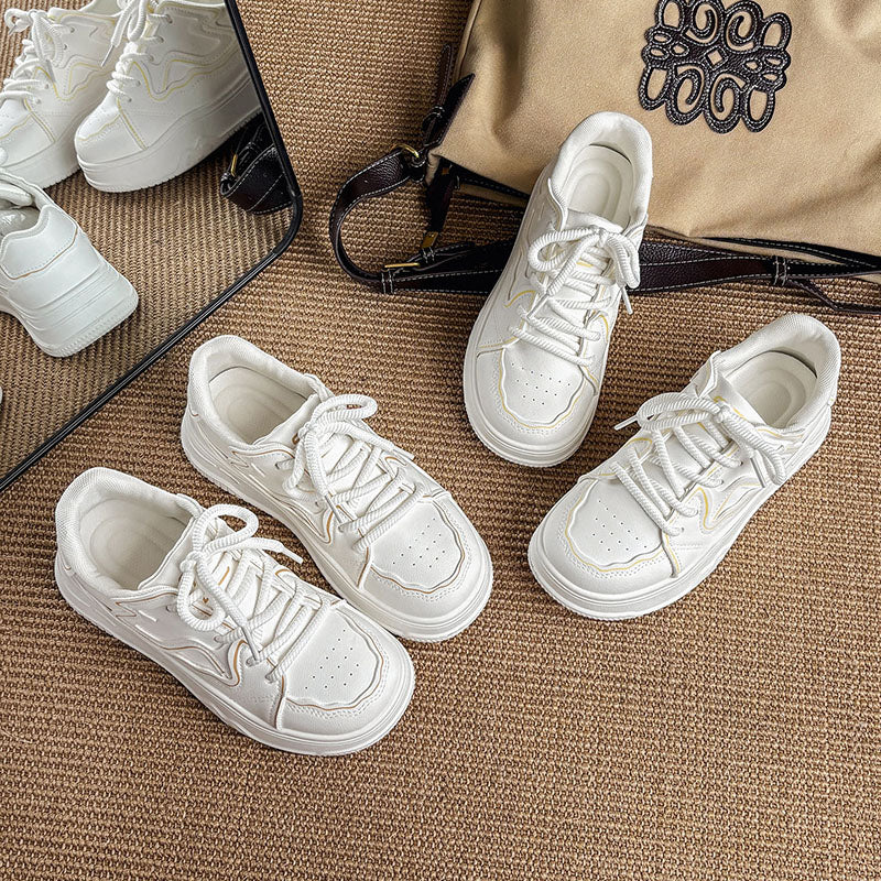 Classic White Platform Sneakers for Men & Women – Lightweight Casual Everyday Shoes