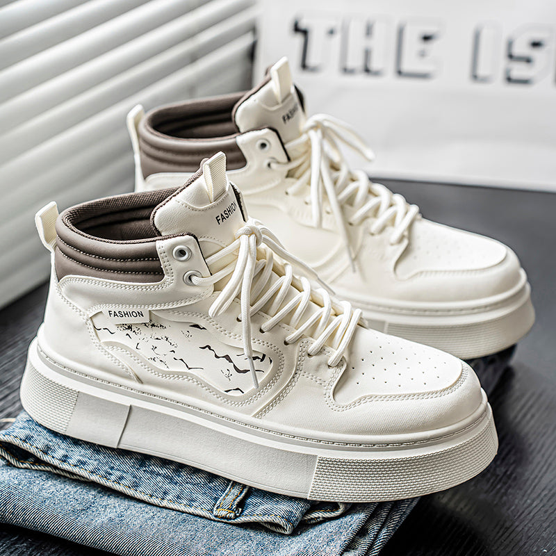 Men’s & Women’s Chunky High-Top Sneakers – Retro Street Style, Cushioned Sole & Durable Leather Upper