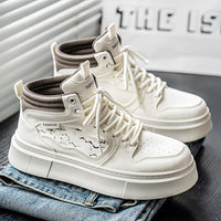 Men’s & Women’s Chunky High-Top Sneakers – Retro Street Style, Cushioned Sole & Durable Leather Upper