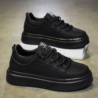 Minimalist Number-Embossed Platform Sneakers Lace-Up Casual Daily Shoes