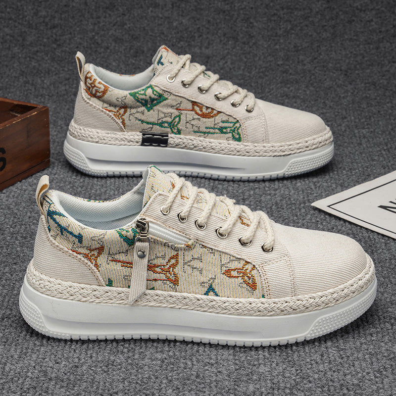 Men & Women Casual Ethnic Style Sneakers – Lightweight Lace-Up Comfort Shoes for Daily Wear