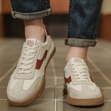 Men’s Casual Leather Sneakers – Retro Low-Top Comfort Shoes for Daily Wear