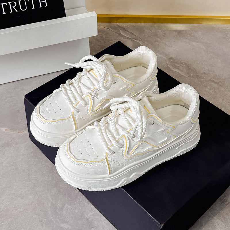 Classic White Platform Sneakers for Men & Women – Lightweight Casual Everyday Shoes