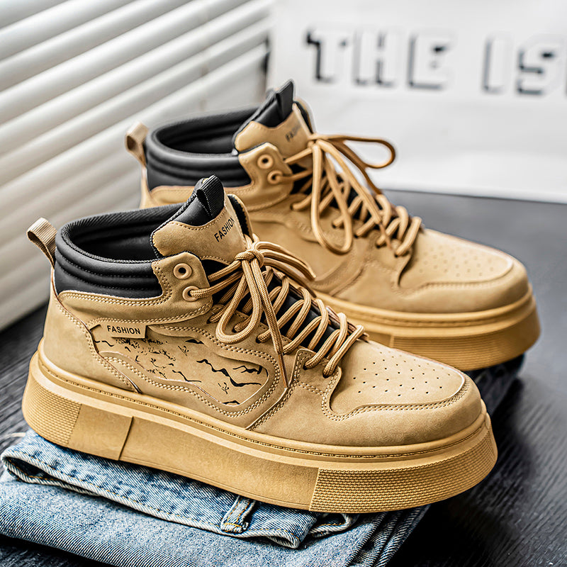 Men’s & Women’s Chunky High-Top Sneakers – Retro Street Style, Cushioned Sole & Durable Leather Upper