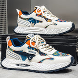 Men’s Retro Ethnic Pattern Sneakers – Lightweight Cushioned Casual Running Shoes