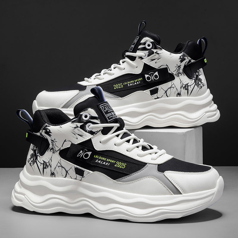 Men’s Chunky Sneakers – Fashion High-Top Casual Shoes with Thick Sole for Daily Wear