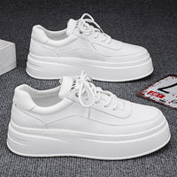 Women’s Minimal Platform Sneakers – Thick Sole White Casual Shoes Clean design. Elevated comfort.  Your everyday white sneakers — upgraded.