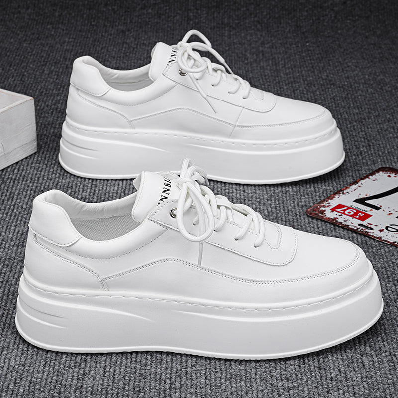 Women’s Minimal Platform Sneakers – Thick Sole White Casual Shoes Clean design. Elevated comfort.  Your everyday white sneakers — upgraded.