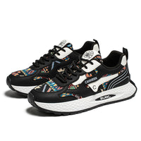 Men’s Retro Ethnic Pattern Sneakers – Lightweight Cushioned Casual Running Shoes