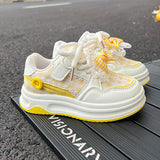 Toddler Girls Sneakers with Bow – Lightweight Breathable Kids Shoes with Velcro Closure