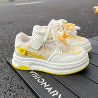 Toddler Girls Sneakers with Bow – Lightweight Breathable Kids Shoes with Velcro Closure