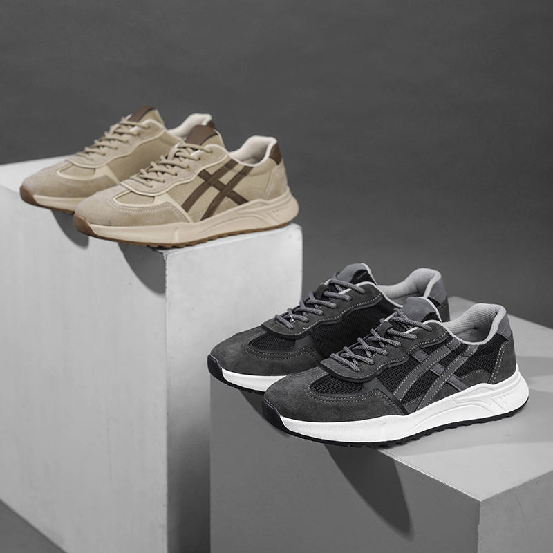 Men’s Lightweight Casual Sneakers – Breathable Mesh & Suede Walking Shoes for Everyday Comfort