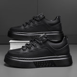 Minimalist Number-Embossed Platform Sneakers Lace-Up Casual Daily Shoes