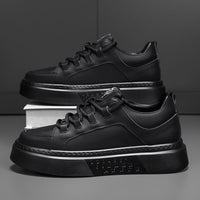 Minimalist Number-Embossed Platform Sneakers Lace-Up Casual Daily Shoes