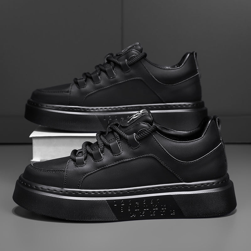 Minimalist Number-Embossed Platform Sneakers Lace-Up Casual Daily Shoes