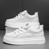 Minimalist Number-Embossed Platform Sneakers Lace-Up Casual Daily Shoes
