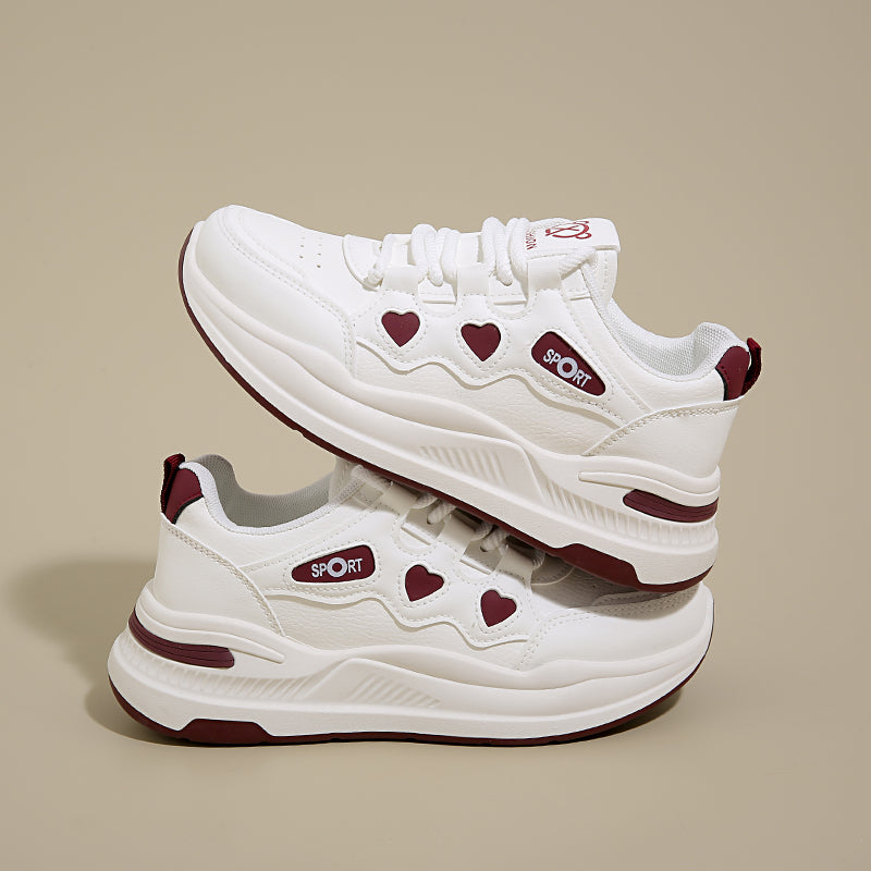 Women’s Platform Casual Sneakers – Lightweight Comfort Shoes with Heart Detail for Everyday Wear