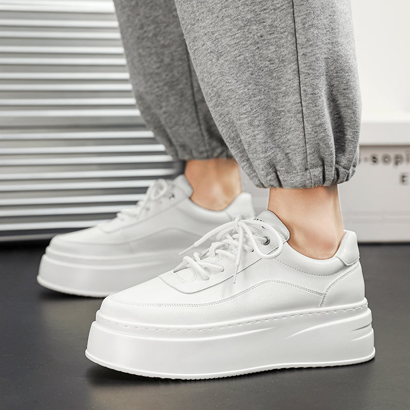 Women’s Minimal Platform Sneakers – Thick Sole White Casual Shoes Clean design. Elevated comfort.  Your everyday white sneakers — upgraded.