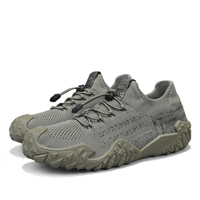 Men’s Lightweight Knit Hiking Shoes – Breathable Outdoor Trail Sneakers with Anti-Slip Sole
