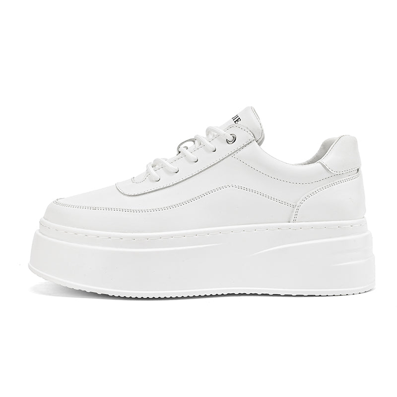 Women’s Minimal Platform Sneakers – Thick Sole White Casual Shoes Clean design. Elevated comfort.  Your everyday white sneakers — upgraded.