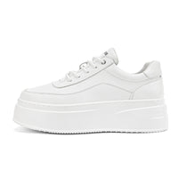 Women’s Minimal Platform Sneakers – Thick Sole White Casual Shoes Clean design. Elevated comfort.  Your everyday white sneakers — upgraded.