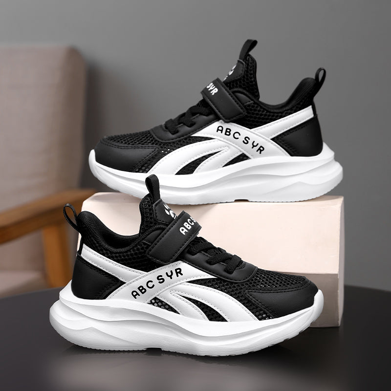 Youth Lightweight Mesh Sneakers with Velcro Strap – Cushioned Sports Shoes for Active Teens