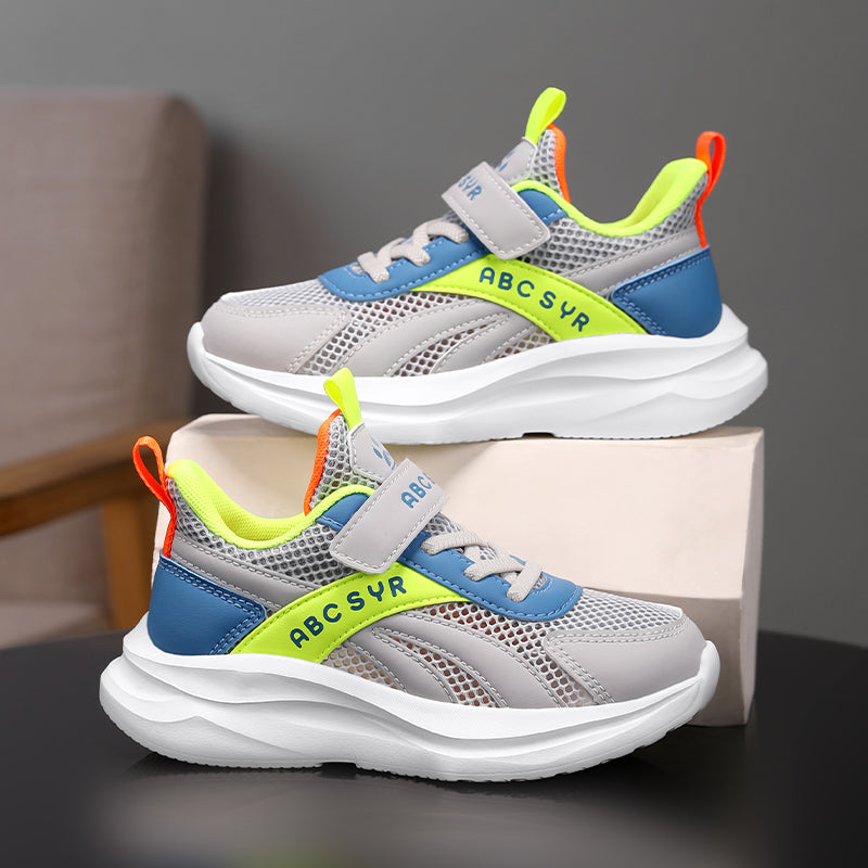 Youth Lightweight Mesh Sneakers with Velcro Strap – Cushioned Sports Shoes for Active Teens