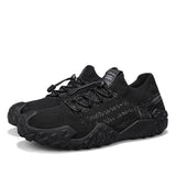Men’s Lightweight Knit Hiking Shoes – Breathable Outdoor Trail Sneakers with Anti-Slip Sole