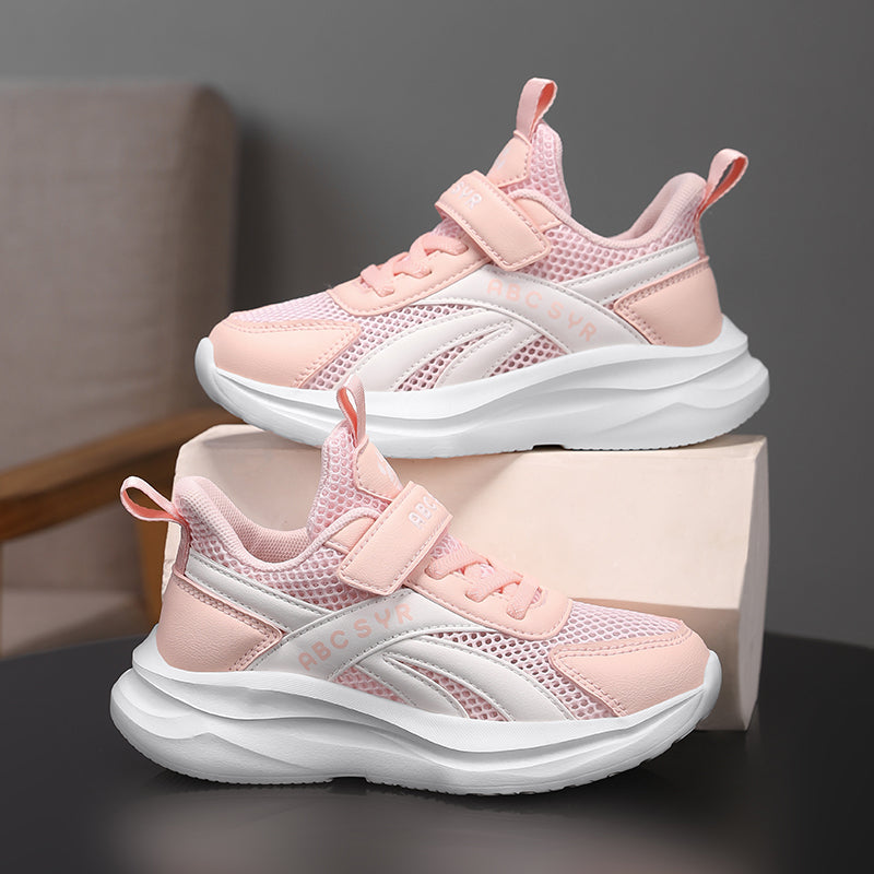 Youth Lightweight Mesh Sneakers with Velcro Strap – Cushioned Sports Shoes for Active Teens