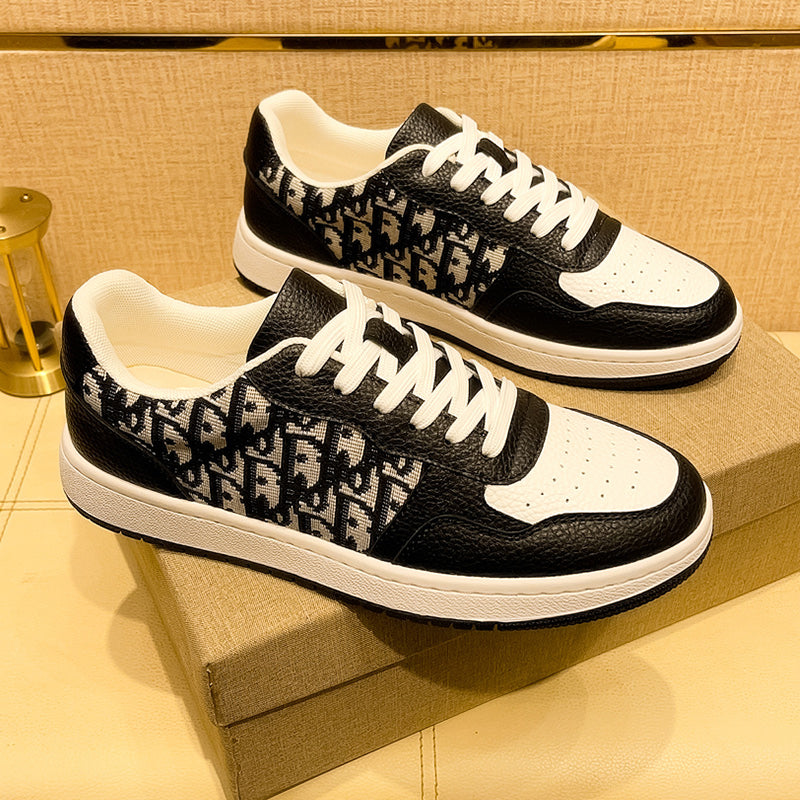 Men’s & Women’s Casual Low-Top Sneakers – Breathable Leather Panel Design, Everyday Street Style Shoes