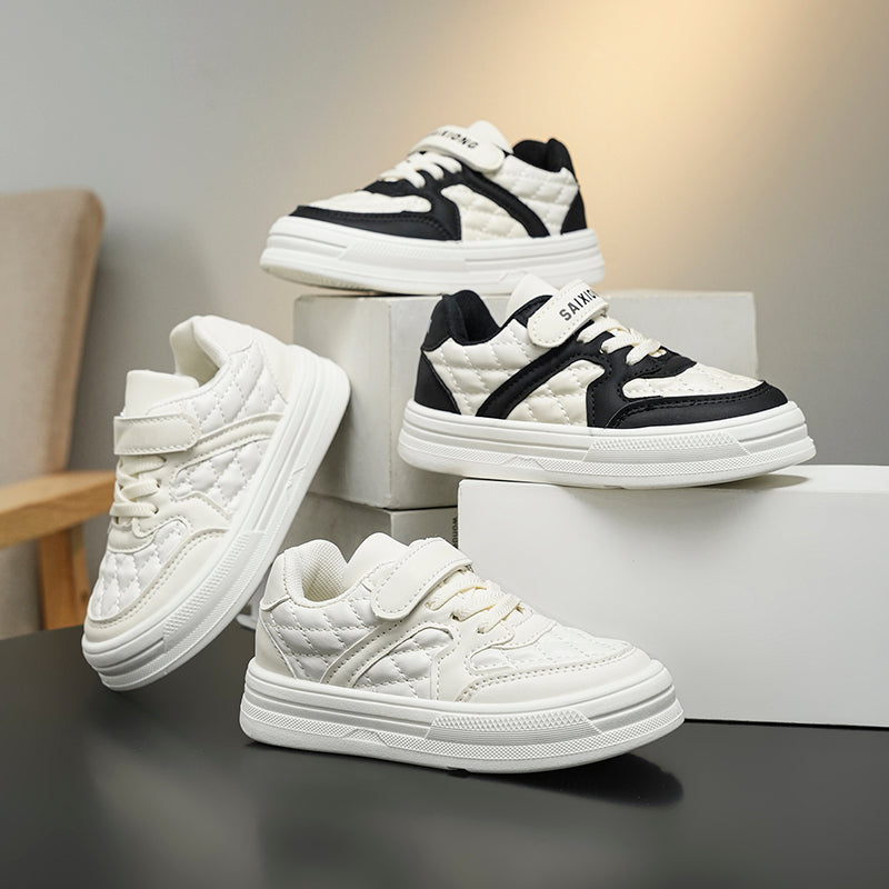 Kids Quilted Sneakers with Velcro Strap – Lightweight Comfortable Shoes for Boys & Girls