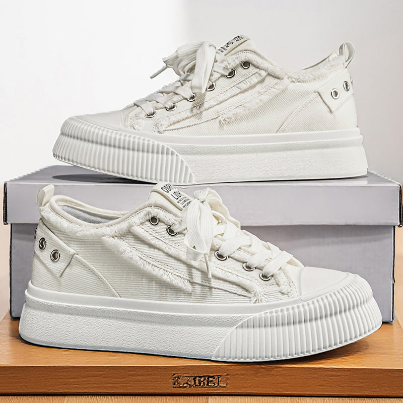 Men & Women Casual Platform Canvas Sneakers – Retro Denim Style, Thick Sole Comfort Shoes