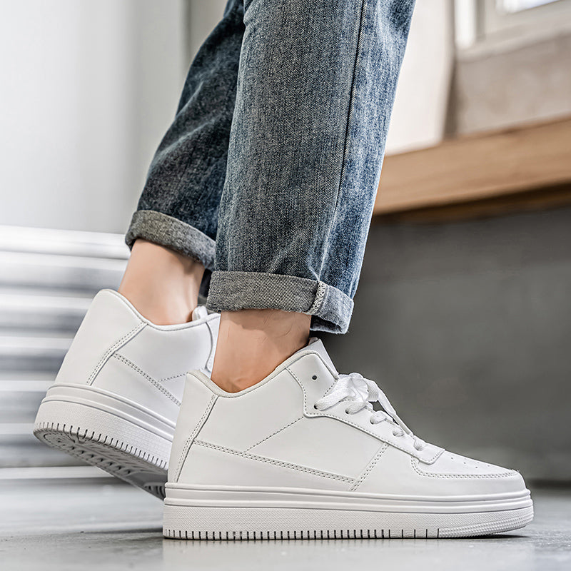 Classic Low-Top Platform Sneakers for Men & Women | Clean White Casual Shoes for Everyday Wear