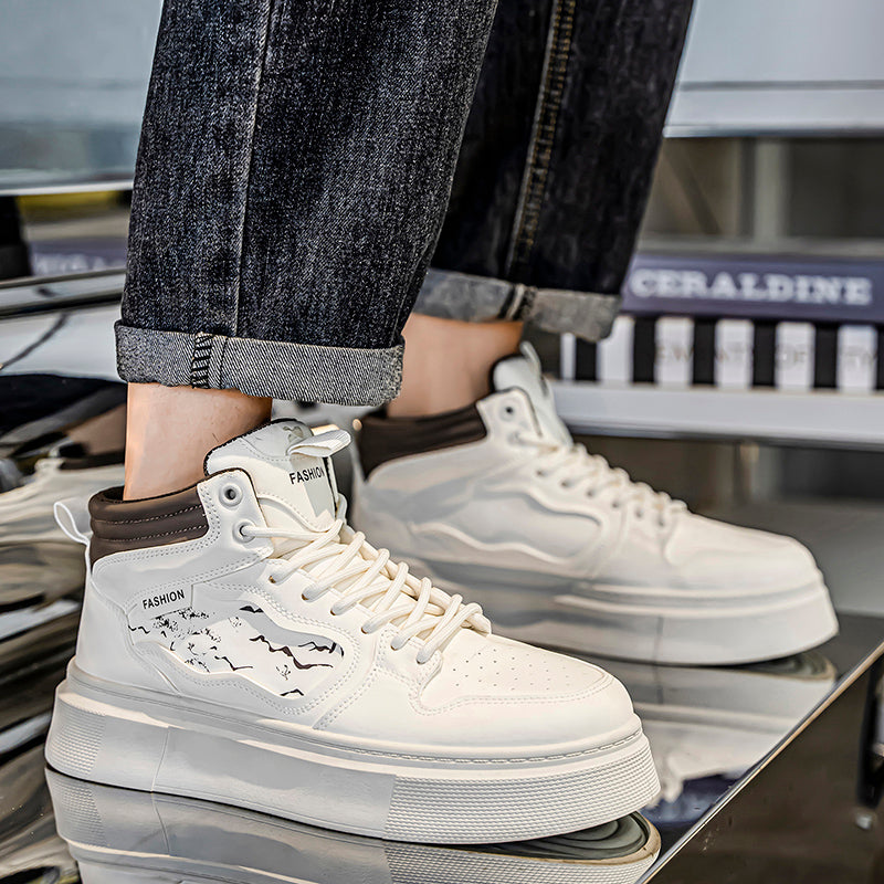 Men’s & Women’s Chunky High-Top Sneakers – Retro Street Style, Cushioned Sole & Durable Leather Upper