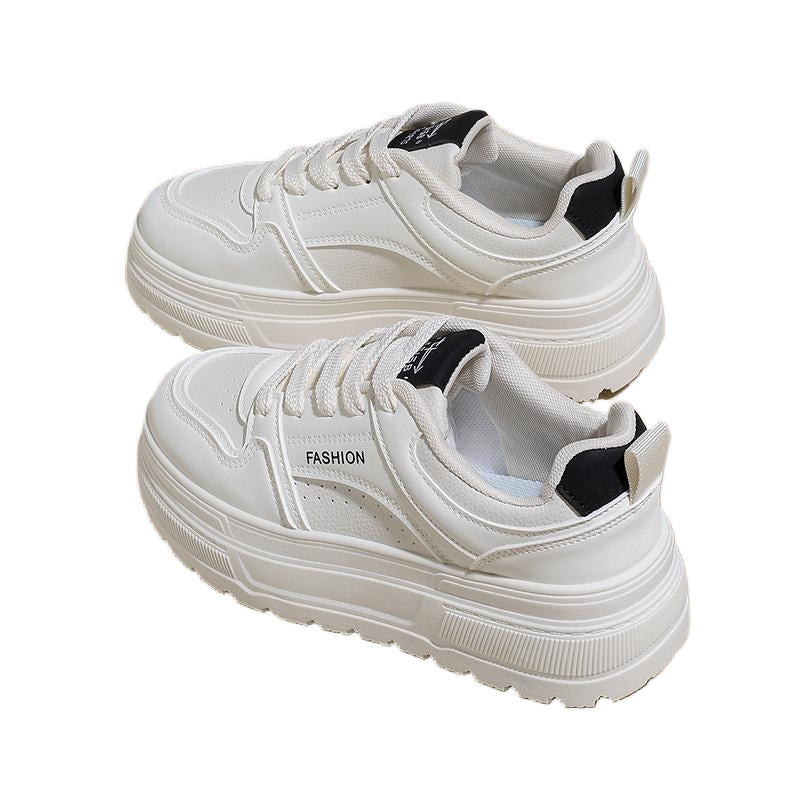 Women’s Platform Sneakers – Comfortable White Casual Shoes for Daily Wear  Clean white. Small color pop.    Perfect for everyday outfits.