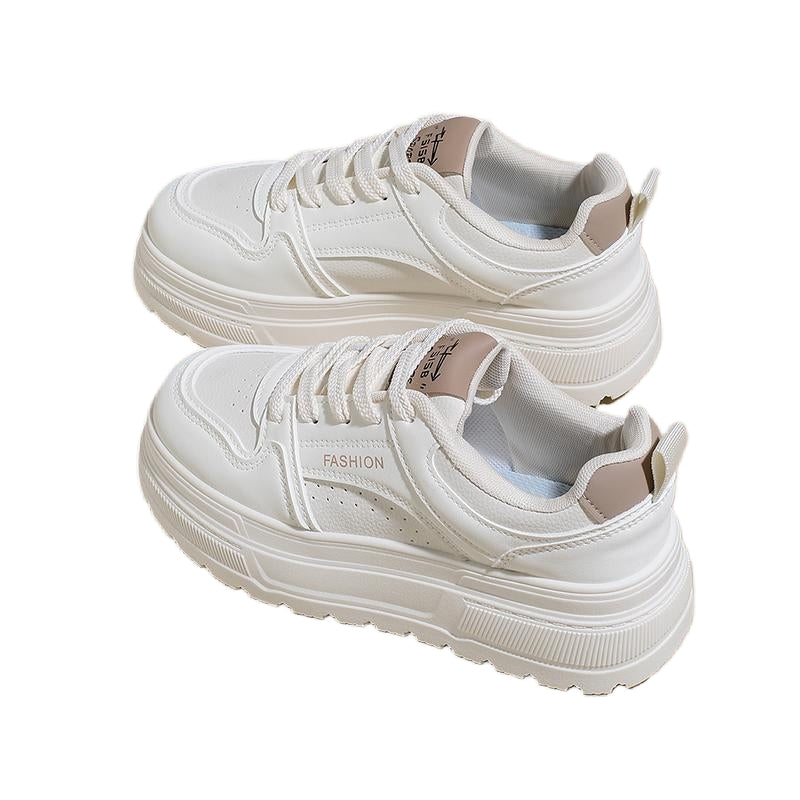 Women’s Platform Sneakers – Comfortable White Casual Shoes for Daily Wear  Clean white. Small color pop.    Perfect for everyday outfits.