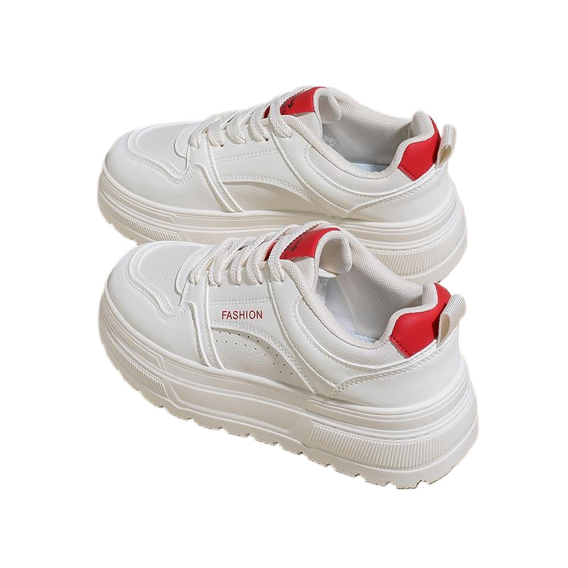 Women’s Platform Sneakers – Comfortable White Casual Shoes for Daily Wear  Clean white. Small color pop.    Perfect for everyday outfits.