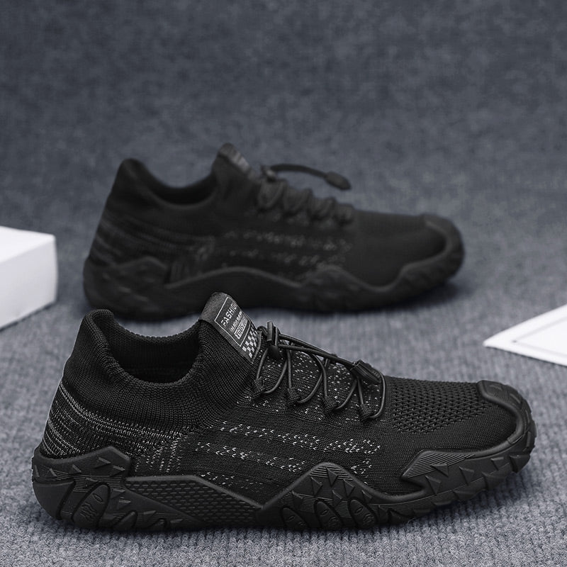 Men’s Lightweight Knit Hiking Shoes – Breathable Outdoor Trail Sneakers with Anti-Slip Sole
