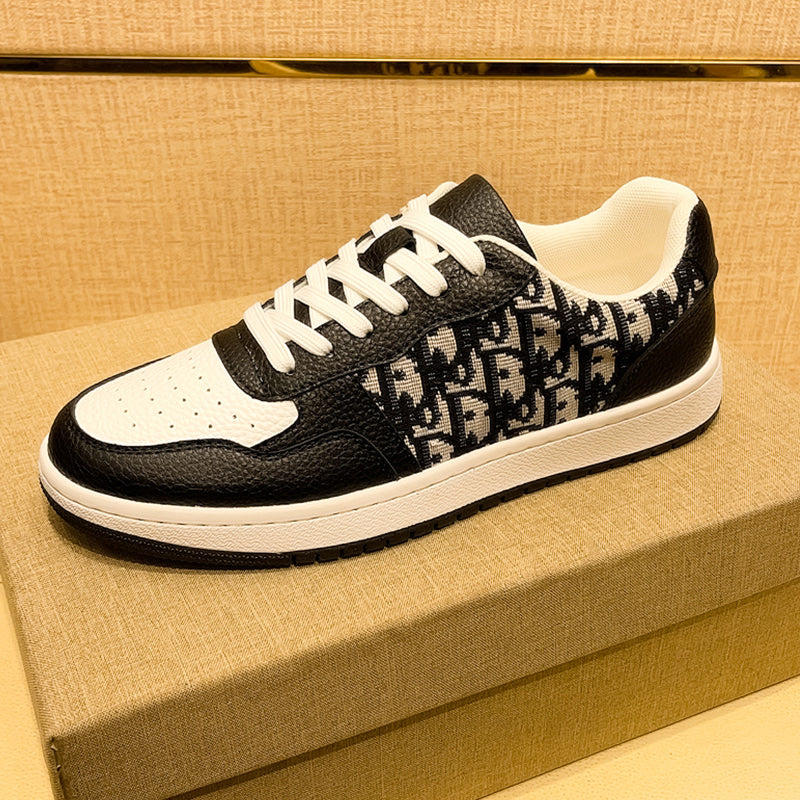 Men’s & Women’s Casual Low-Top Sneakers – Breathable Leather Panel Design, Everyday Street Style Shoes