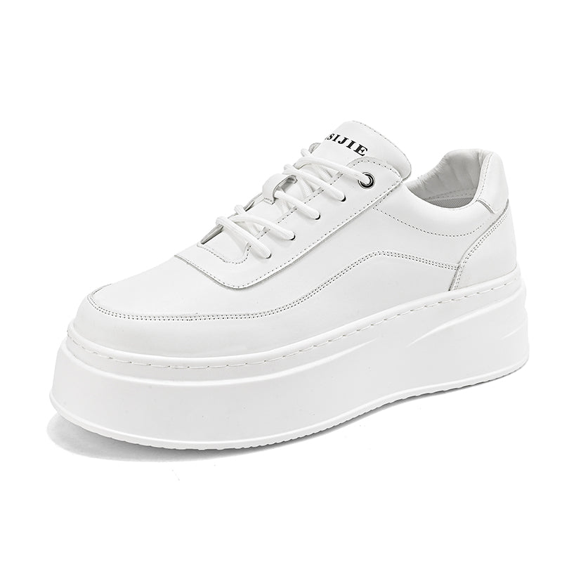 Women’s Minimal Platform Sneakers – Thick Sole White Casual Shoes Clean design. Elevated comfort.  Your everyday white sneakers — upgraded.