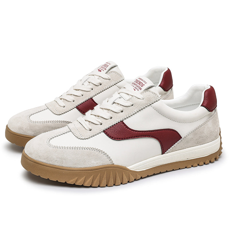 Men’s Casual Leather Sneakers – Retro Low-Top Comfort Shoes for Daily Wear