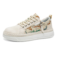 Men & Women Casual Ethnic Style Sneakers – Lightweight Lace-Up Comfort Shoes for Daily Wear